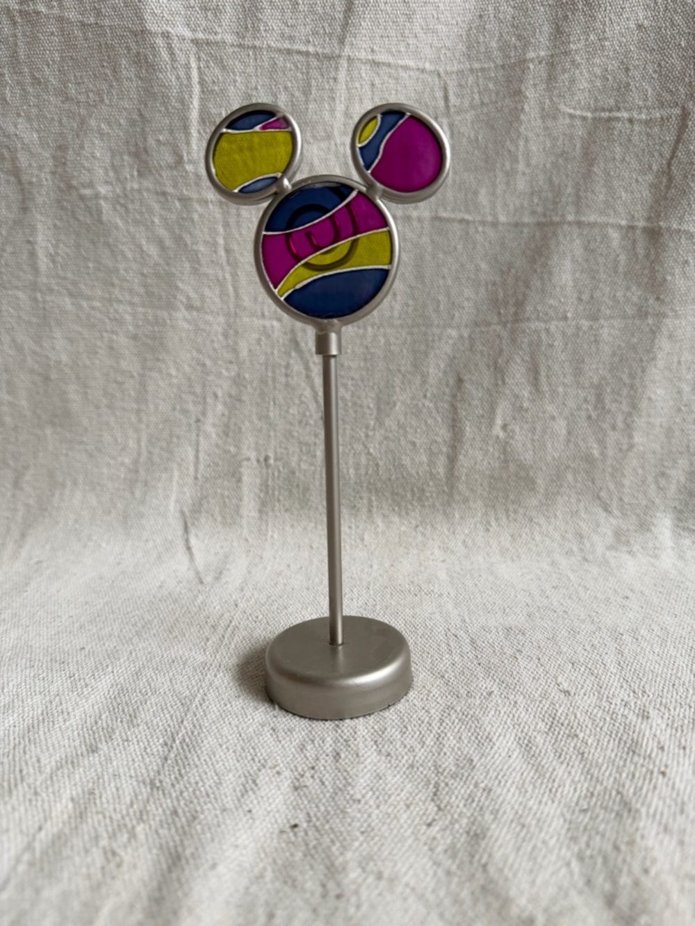 Disney Parks Mickey Mouse Stained Glass Photo Memo Holder Clip VTG Desk Decor